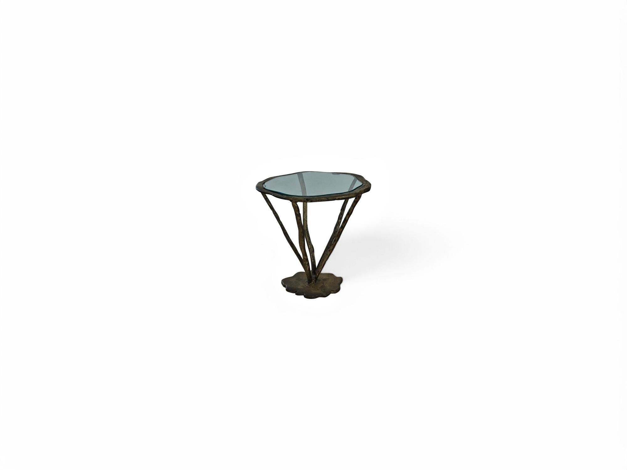 Signed Silas Seandel Bronze Side Table / Drink Table 