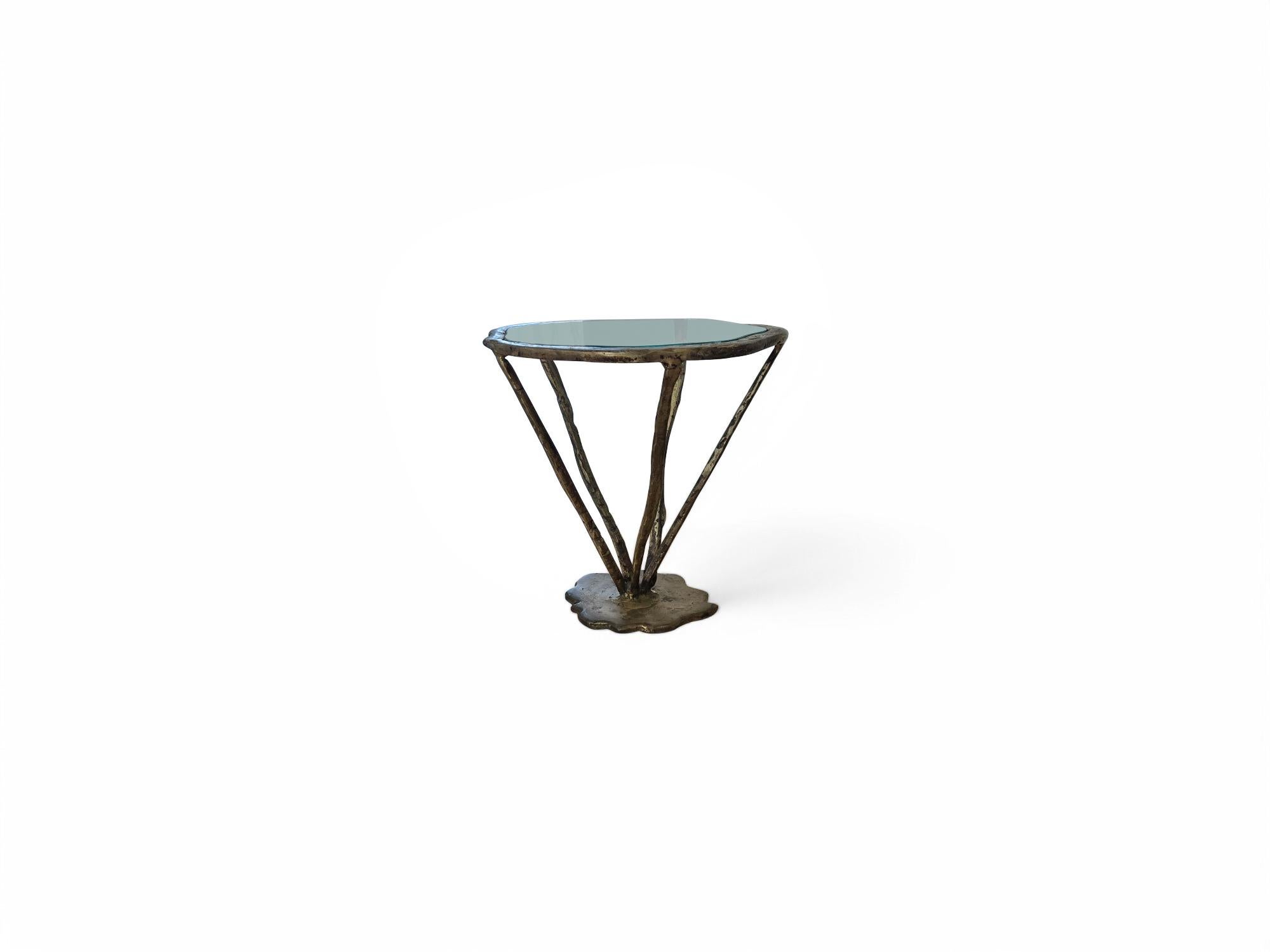 American Signed Silas Seandel Bronze Side Table / Drink Table For Sale