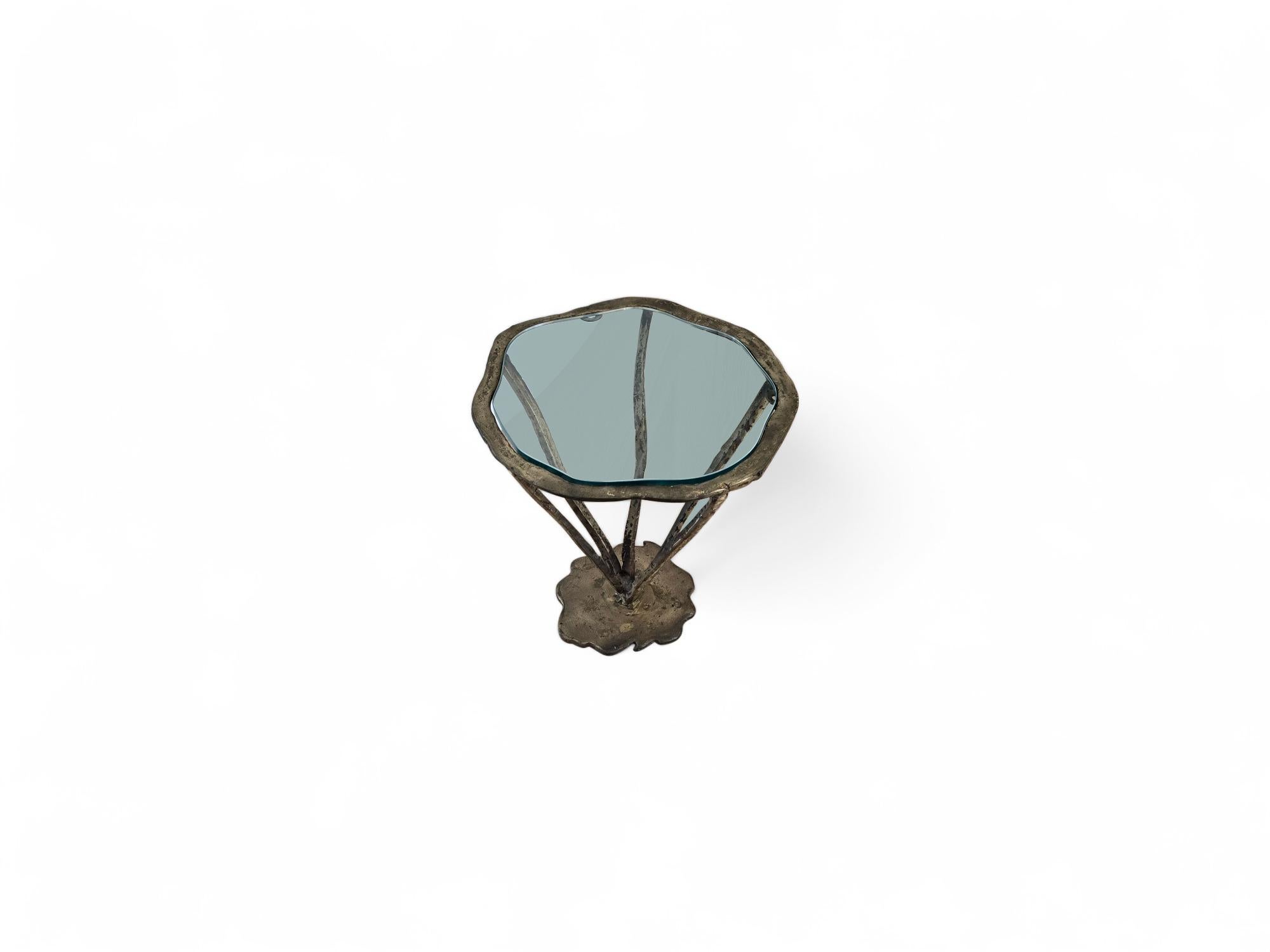 Signed Silas Seandel Bronze Side Table / Drink Table In Good Condition For Sale In Middlesex, NJ
