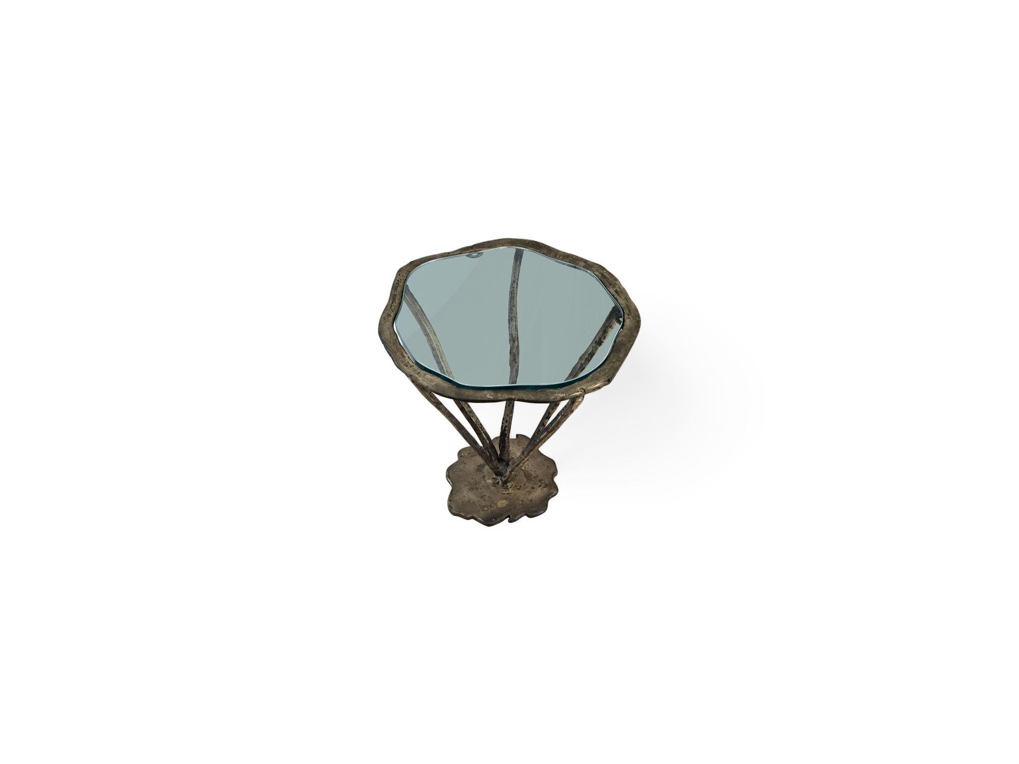 20th Century Signed Silas Seandel Bronze Side Table / Drink Table For Sale