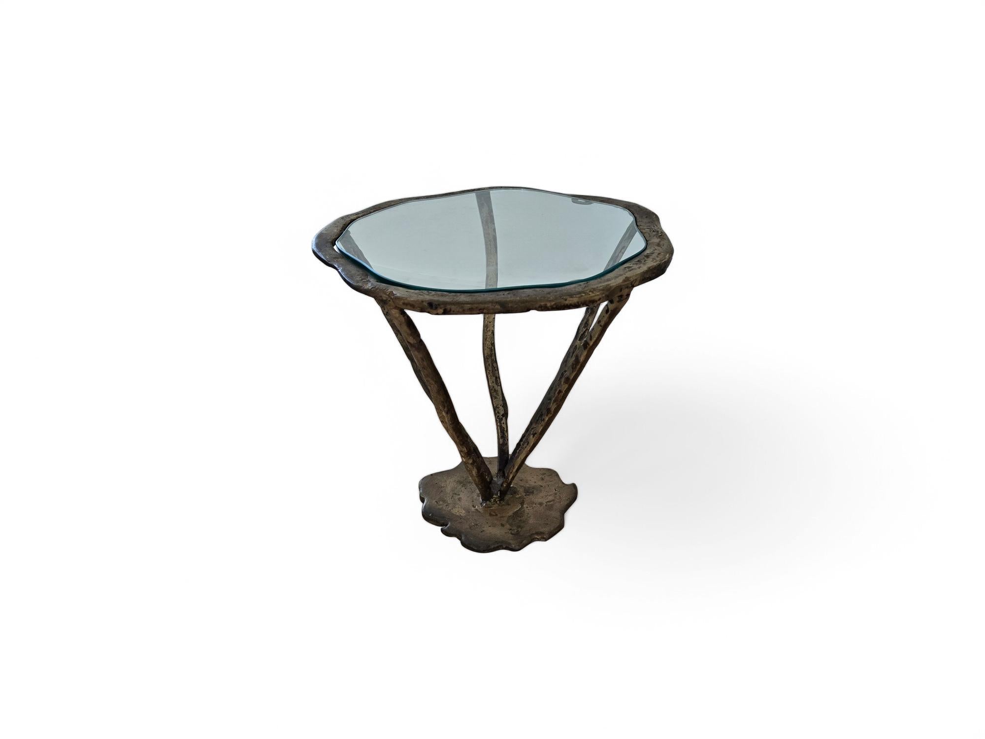 Signed Silas Seandel Bronze Side Table / Drink Table For Sale 2