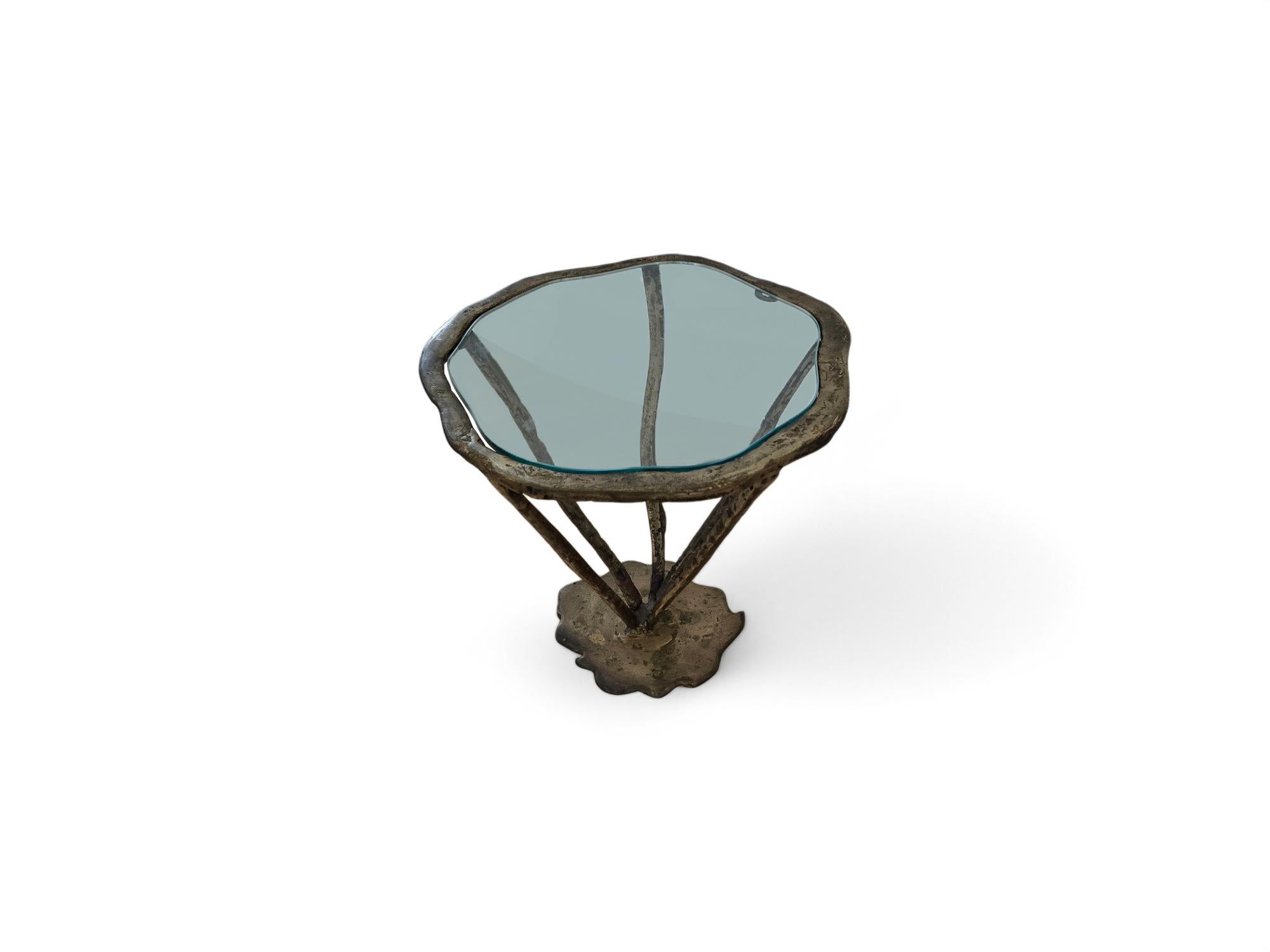 Signed Silas Seandel Bronze Side Table / Drink Table For Sale 3