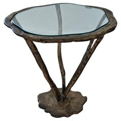 Signed Silas Seandel Bronze Side Table / Drink Table