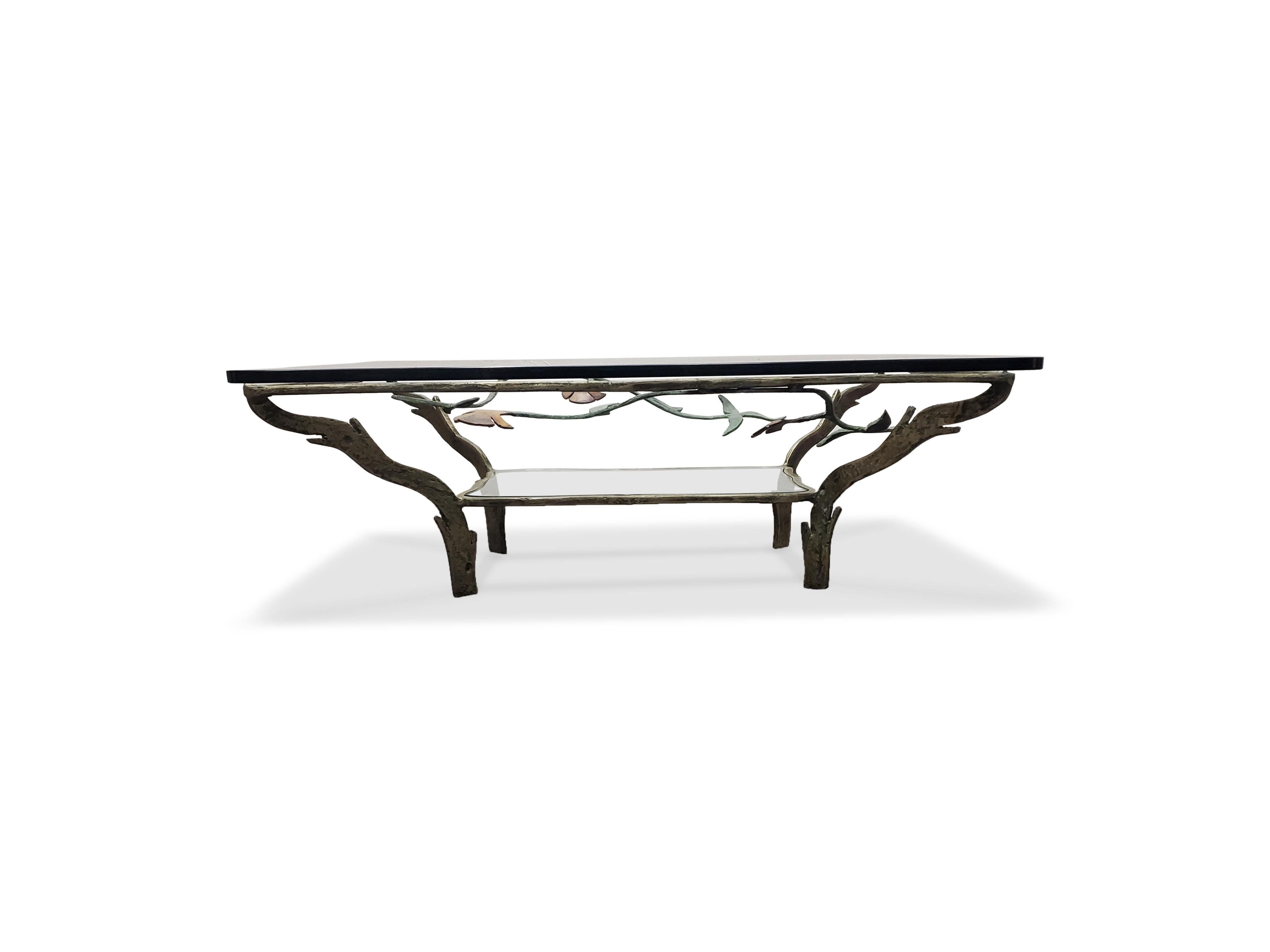 Brass Signed Silas Seandel Coffee Table For Sale