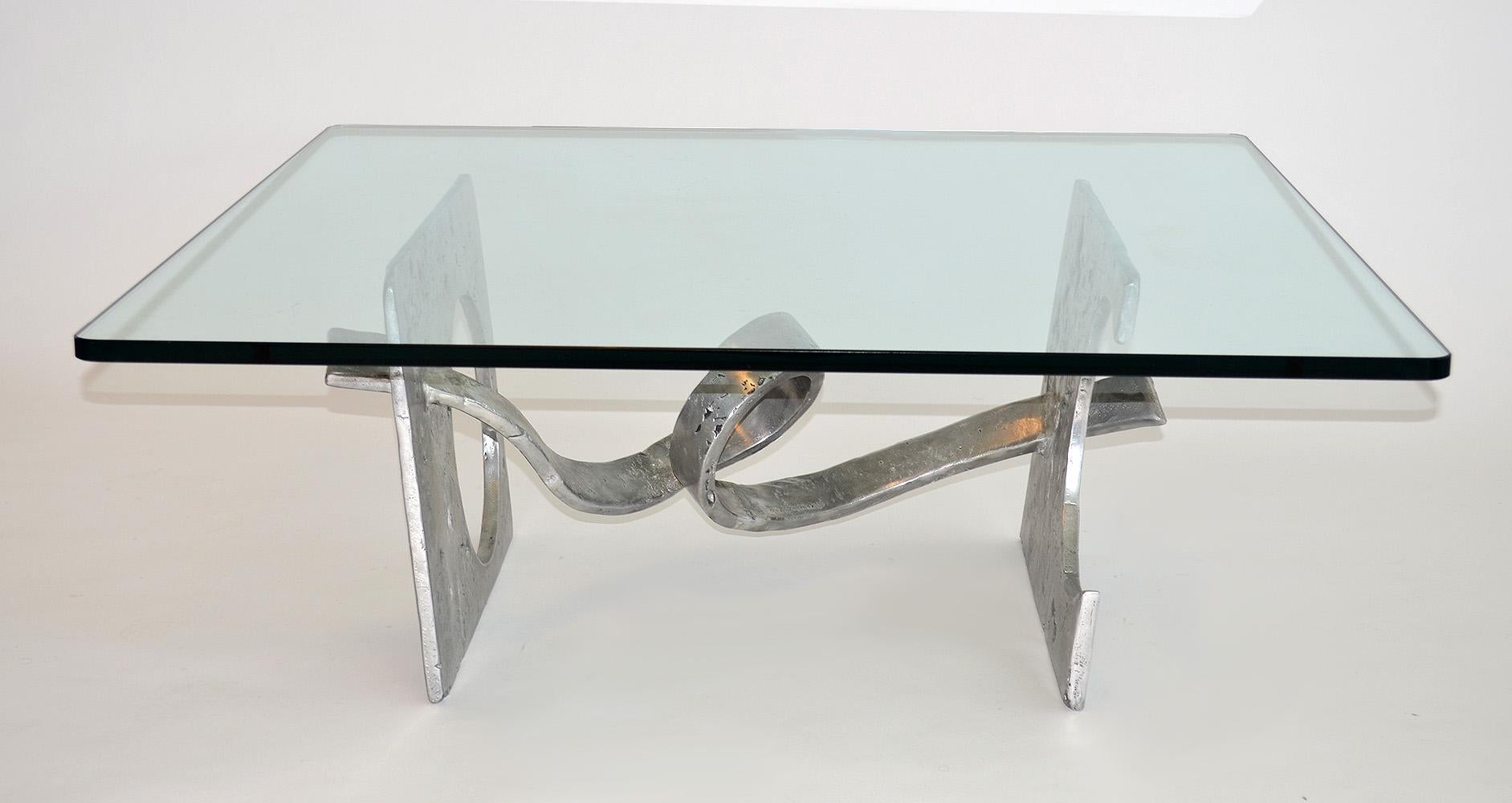 Modern Signed Silas Seandel 'Knot' Cocktail Aluminum Coffee Table USA, 1970's For Sale