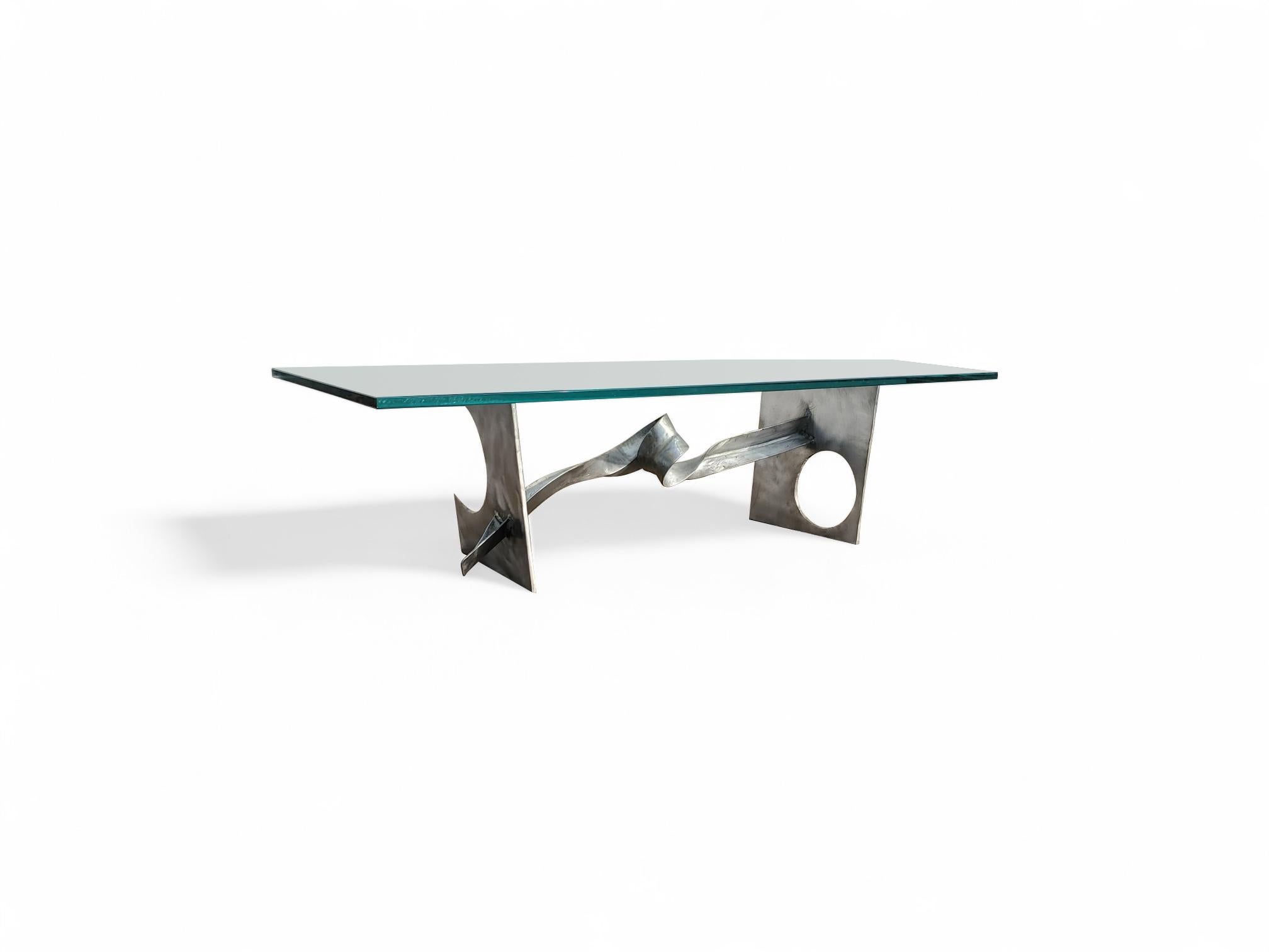 Table à cocktail / table basse en acier signé Silas Seandel Ribbon en vente 4