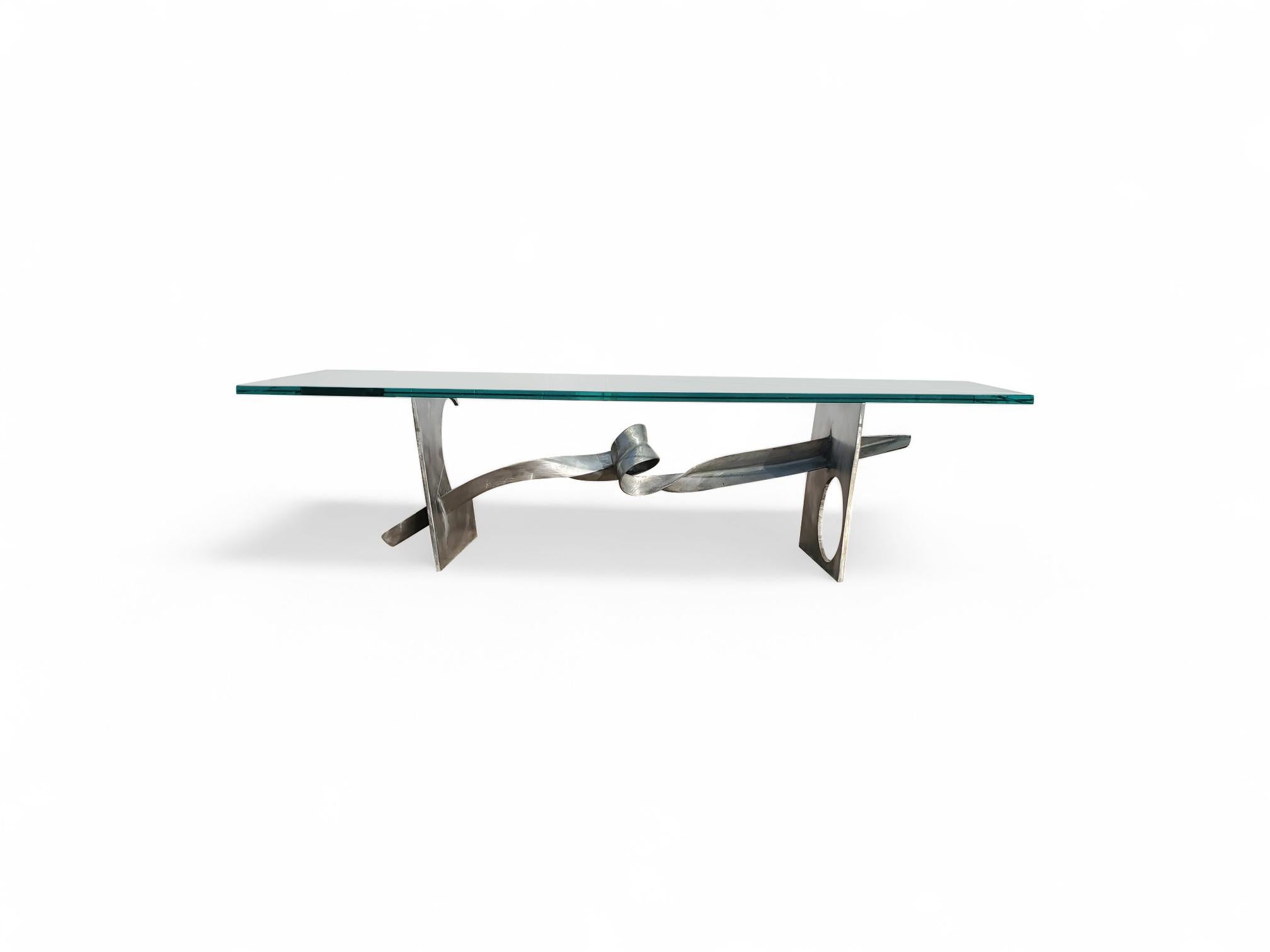Table à cocktail / table basse en acier signé Silas Seandel Ribbon en vente 5