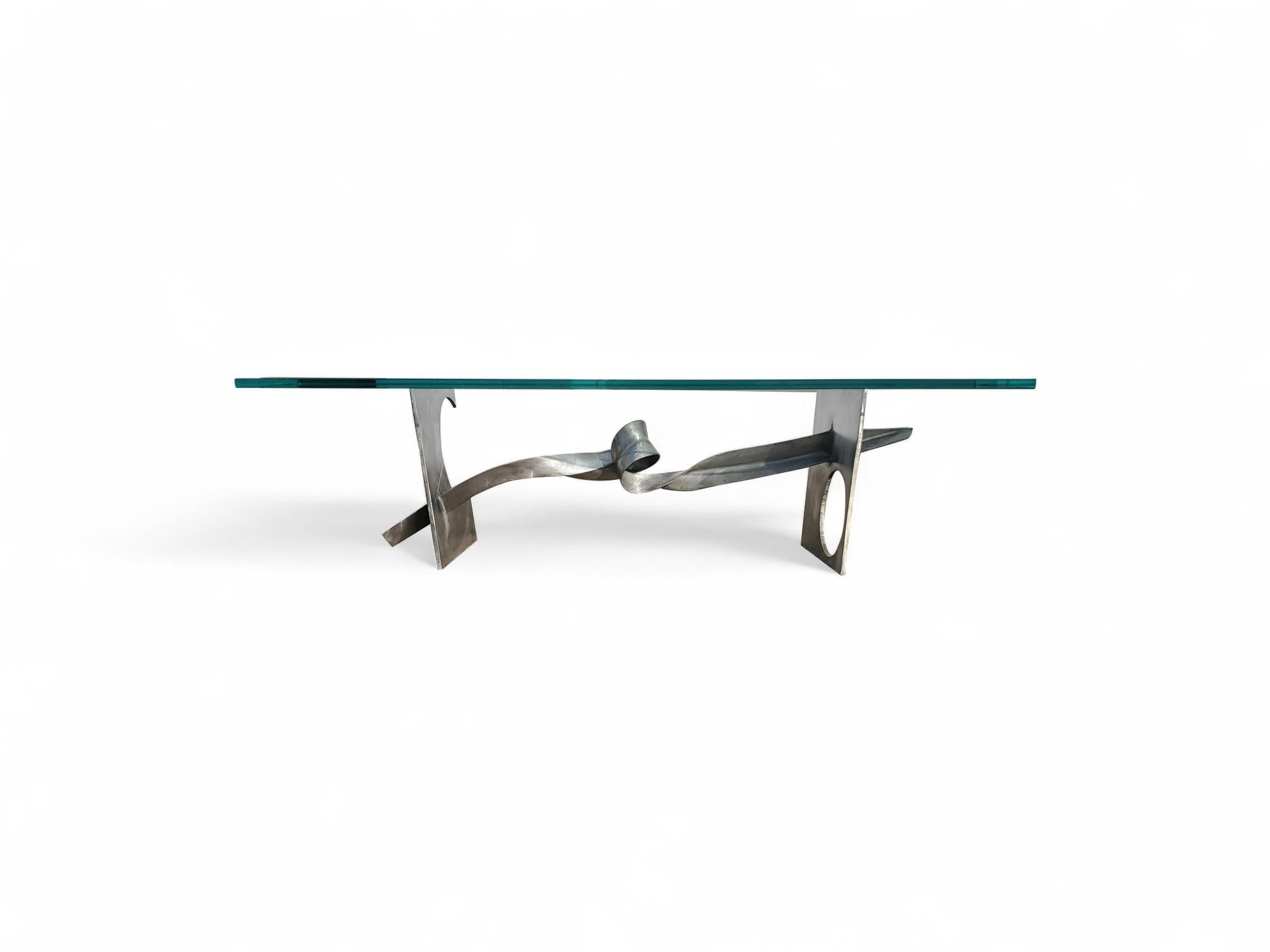 Table à cocktail / table basse en acier signé Silas Seandel Ribbon en vente 6