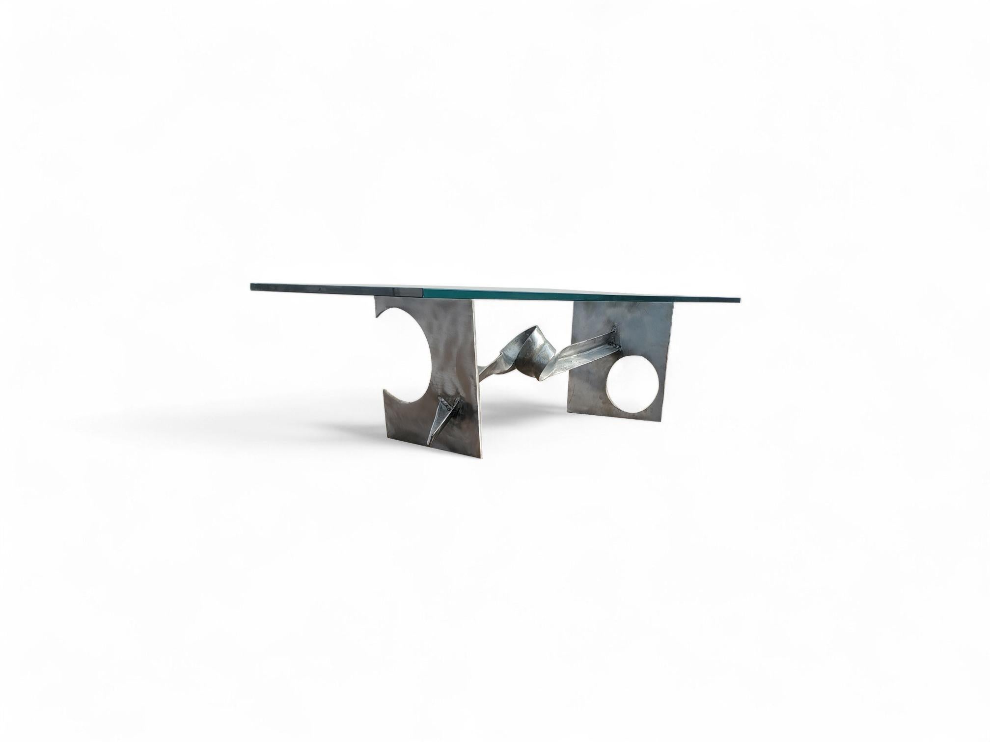 Mid-Century Modern Table à cocktail / table basse en acier signé Silas Seandel Ribbon en vente