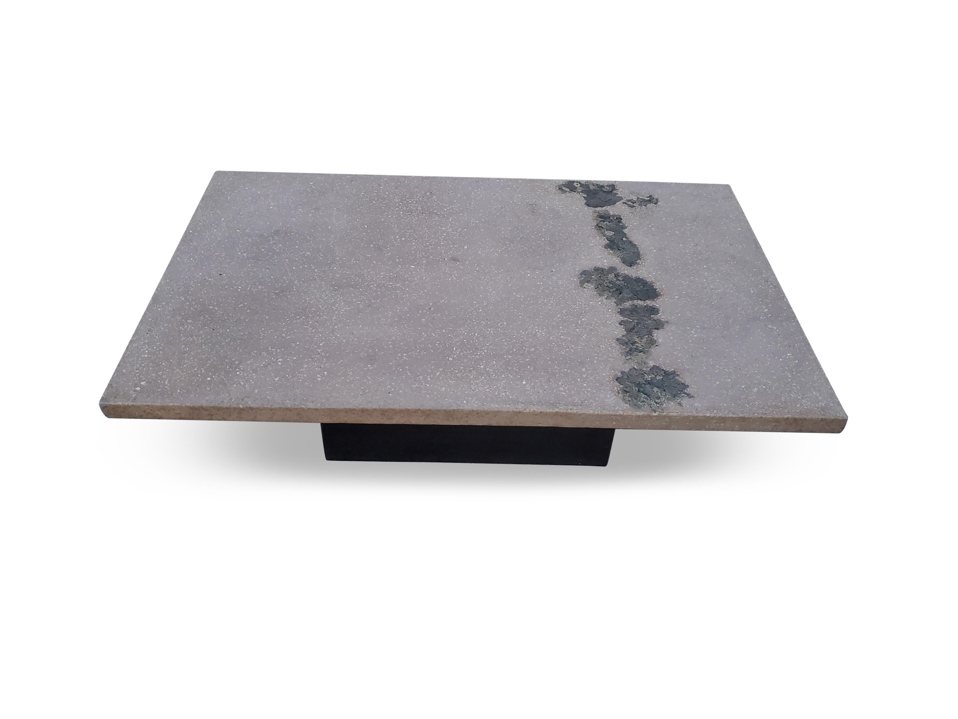 Signed Silas Seandel 'Terra' Cast Stone and Bronze Coffee Table 2