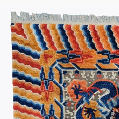 Signed Silk & Gold – Metal – Thread Ning Xia ‘Dragon’ Palace Rug - 19th Century