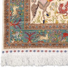 Signed Silk Hereke Rug - Mid 20th Century