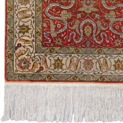 Signed Silk Hereke Rug - Mid 20th Century