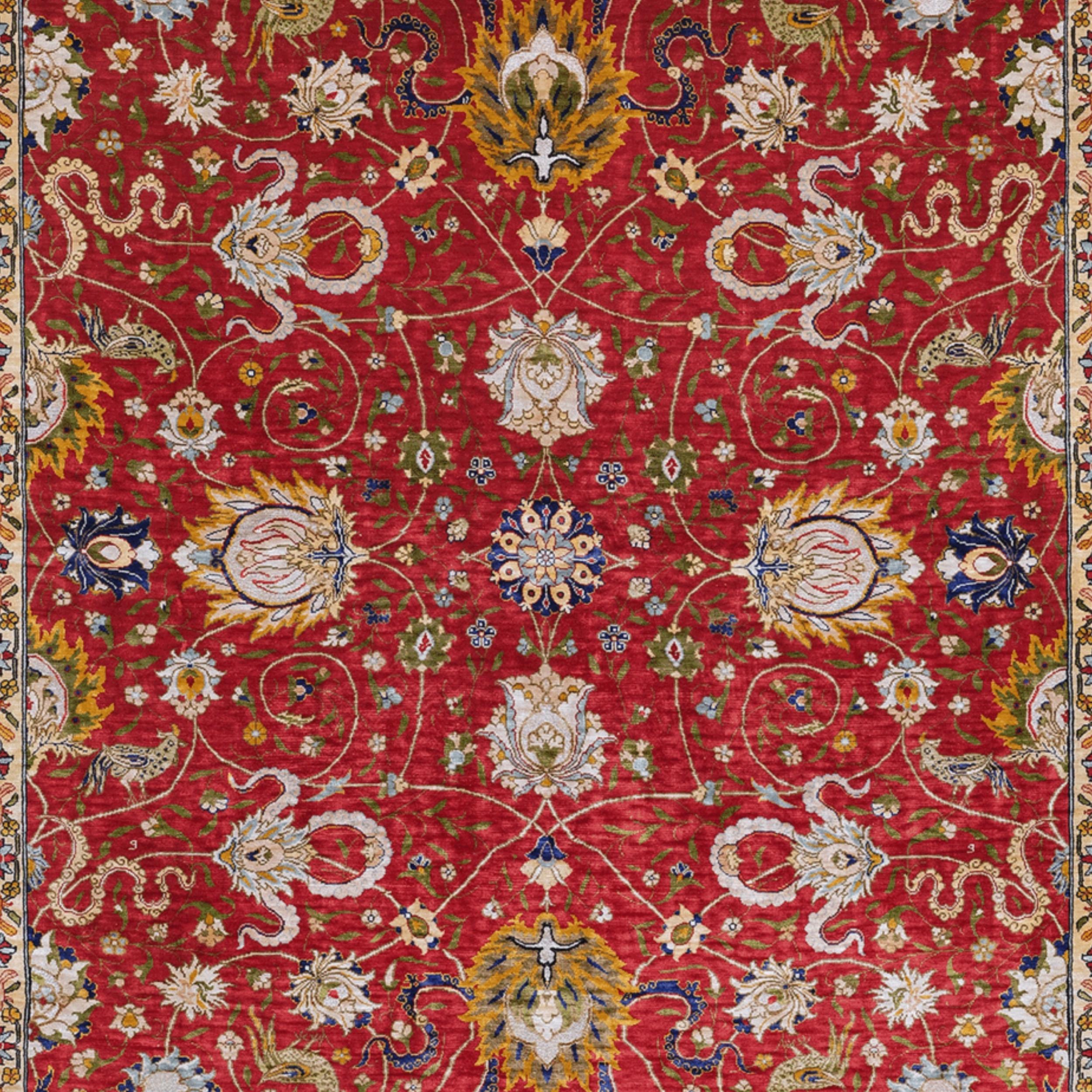 Turco Tappeto Hereke firmato in seta e metallo - Inizio XX secolo in vendita