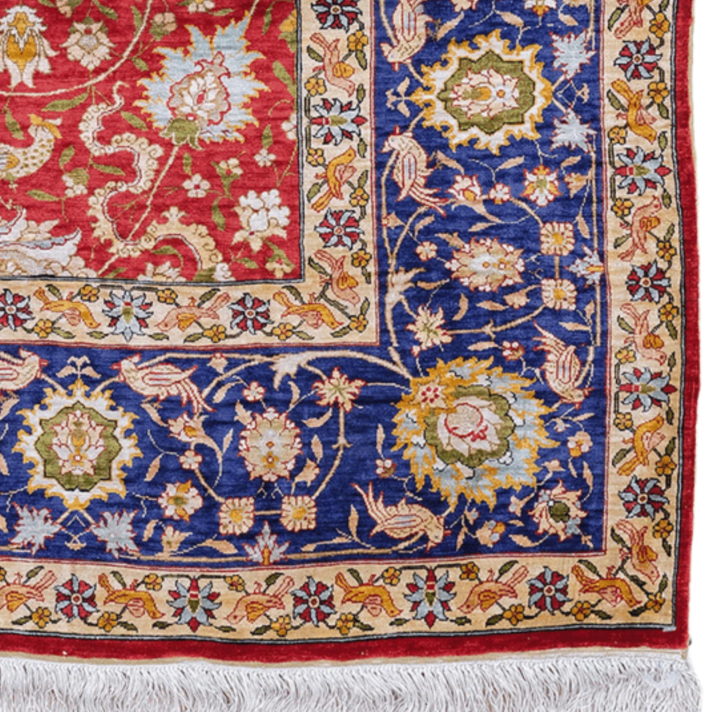 Tappeto Hereke firmato in seta e metallo - Inizio XX secolo In condizioni buone in vendita a Sultanahmet, 34