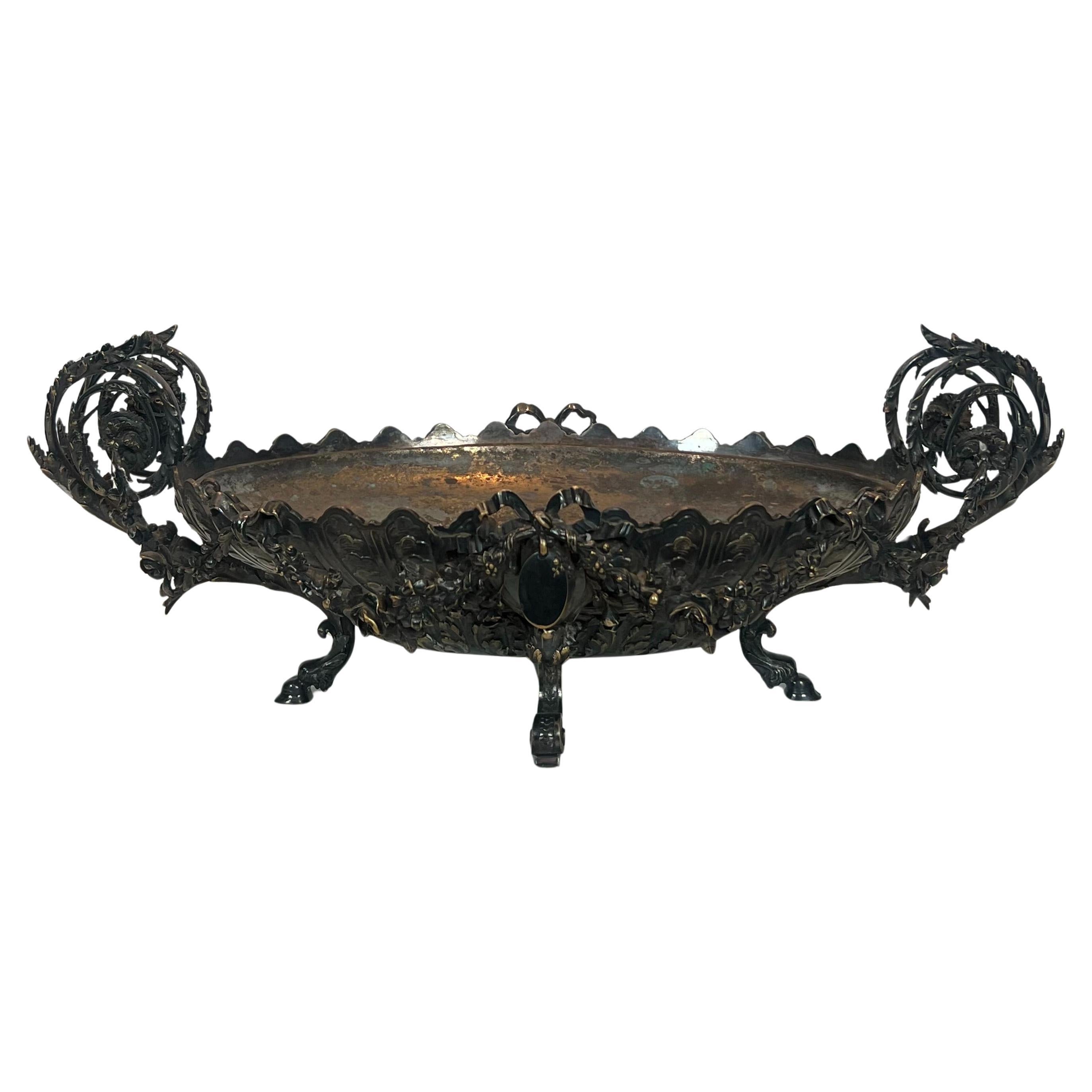 Signed Silver-Plated Metal Centerpiece For Sale