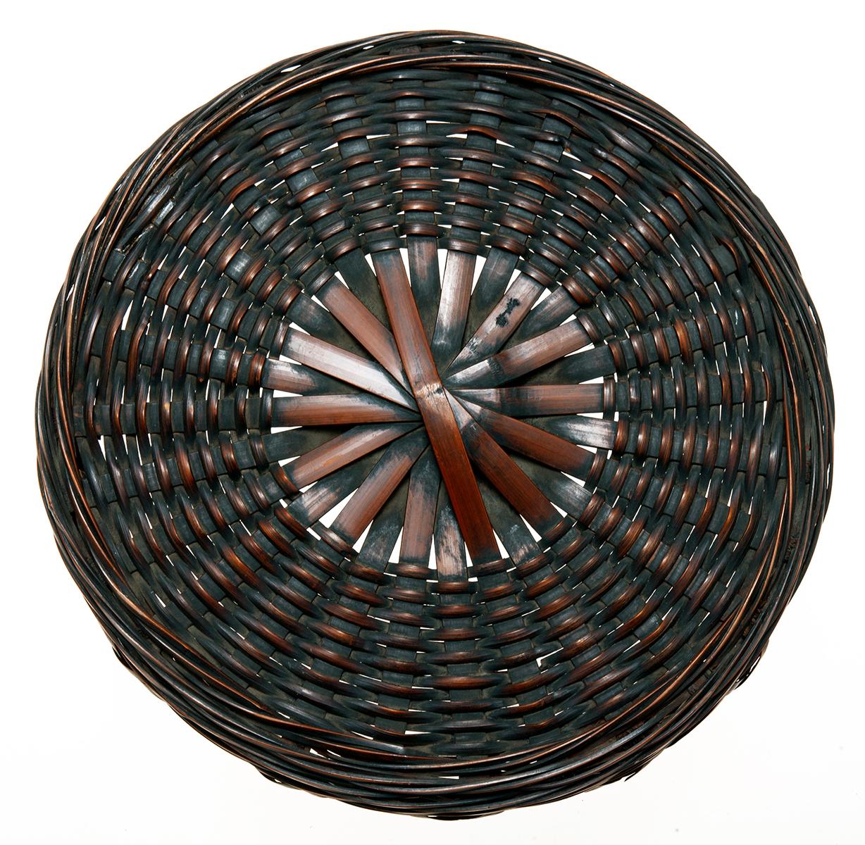 Signed Simple Bamboo Japanese Basket For Sale 5