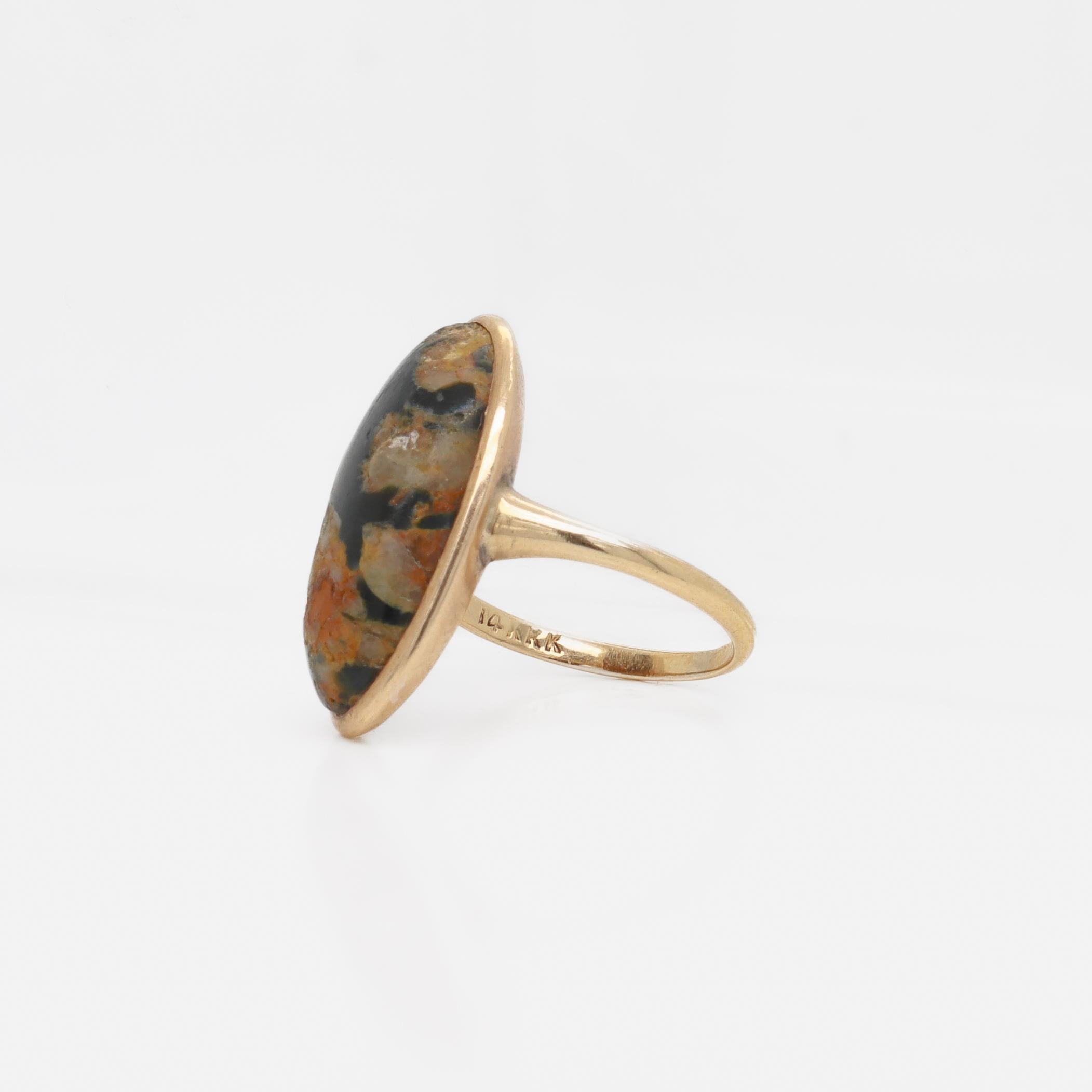 Signed Size 3.75 Edwardian 14K & Turquoise Cabochon Signet Style Ring 7