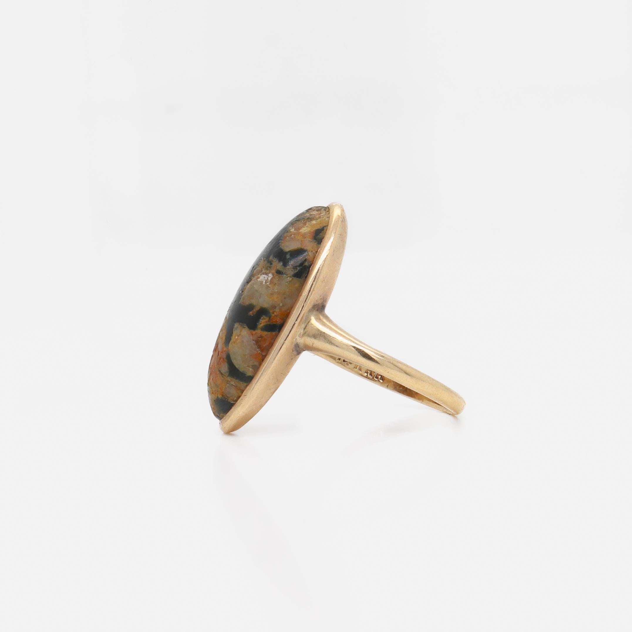 Signed Size 3.75 Edwardian 14K & Turquoise Cabochon Signet Style Ring 4