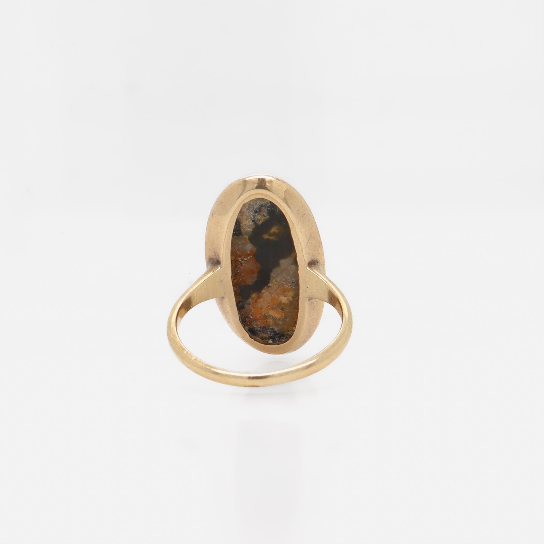 Signed Size 3.75 Edwardian 14K & Turquoise Cabochon Signet Style Ring 5