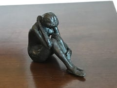 Signed Small Bronze Sitting Nude Sculpture