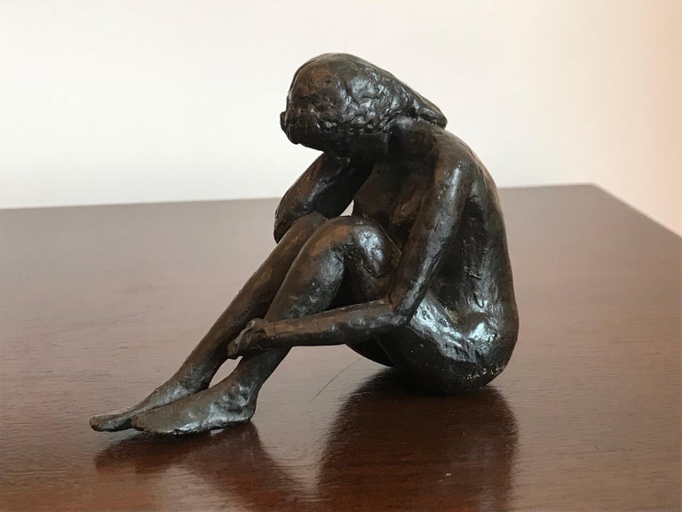 Bronzed Nude Male Posed Crouching Statue for sale online