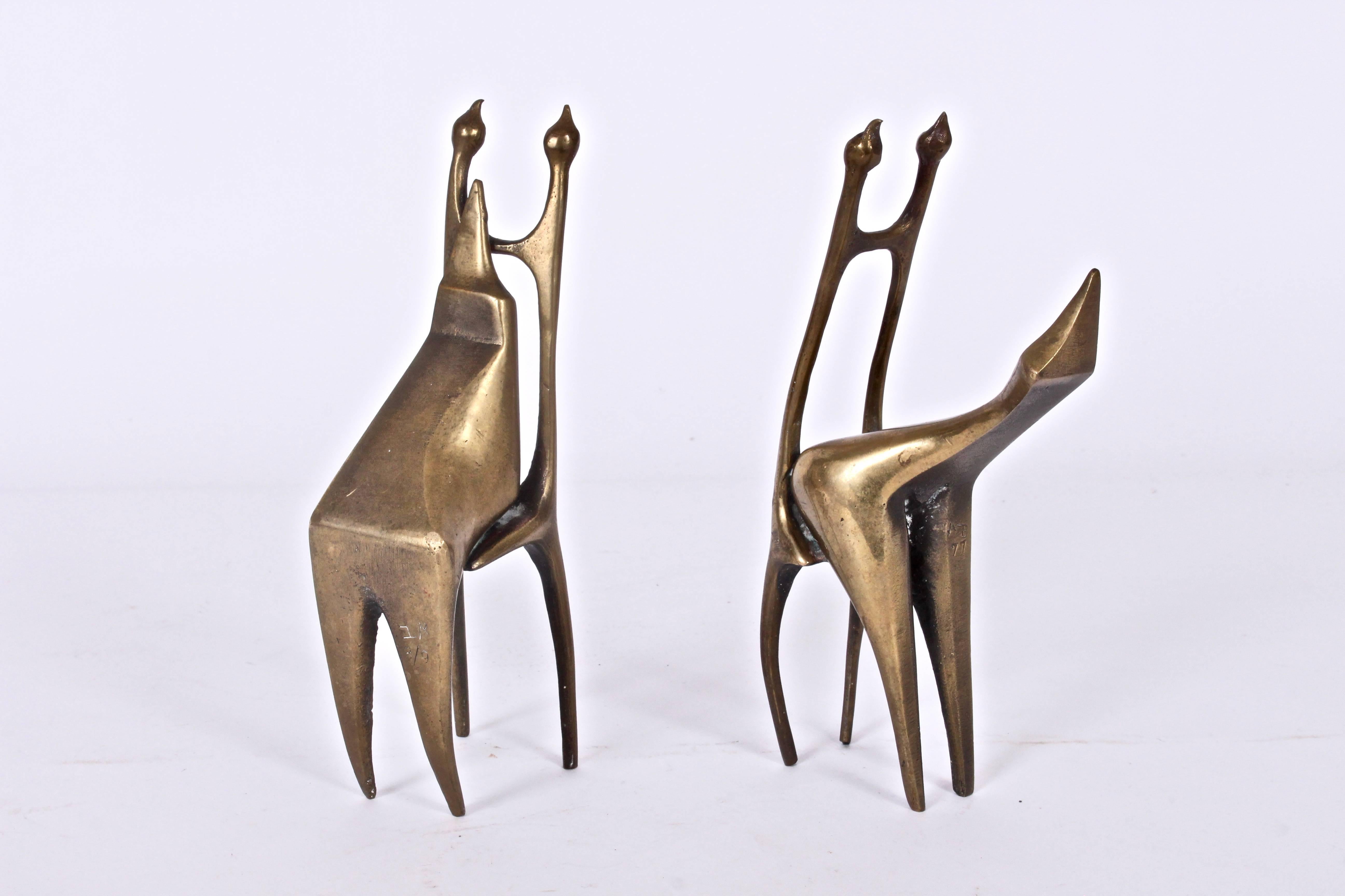 AB Pair of Abstract Figurative Bronze Sculptures, 1977 1