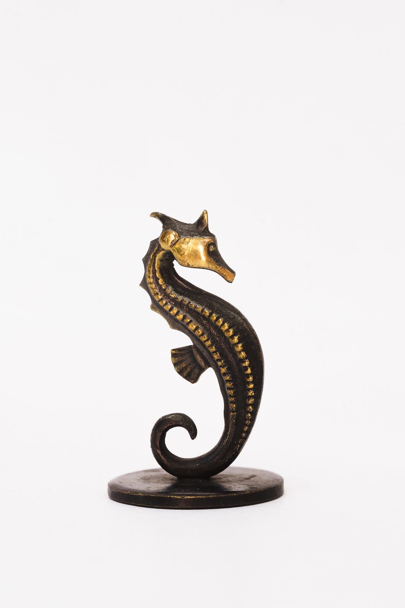 Blackened Signed small Seahorse Figurine by Richard Rohac, circa 1950s