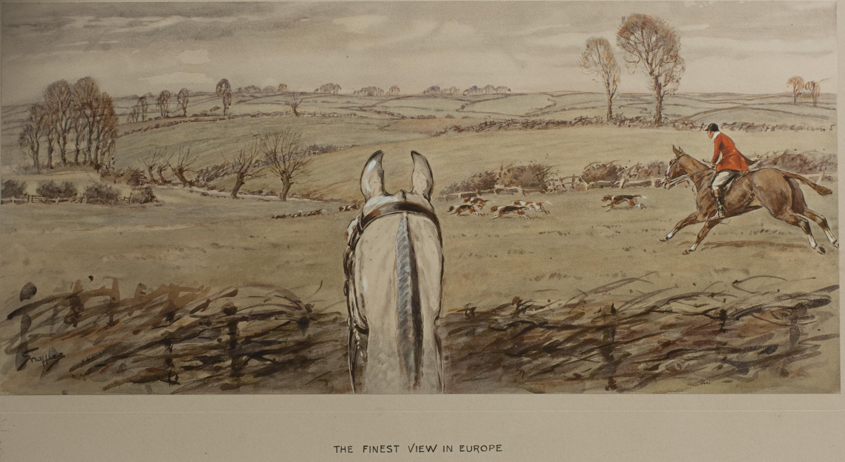 British Signed Snaffles Fox Hunting Print, Finest View in Europe For Sale
