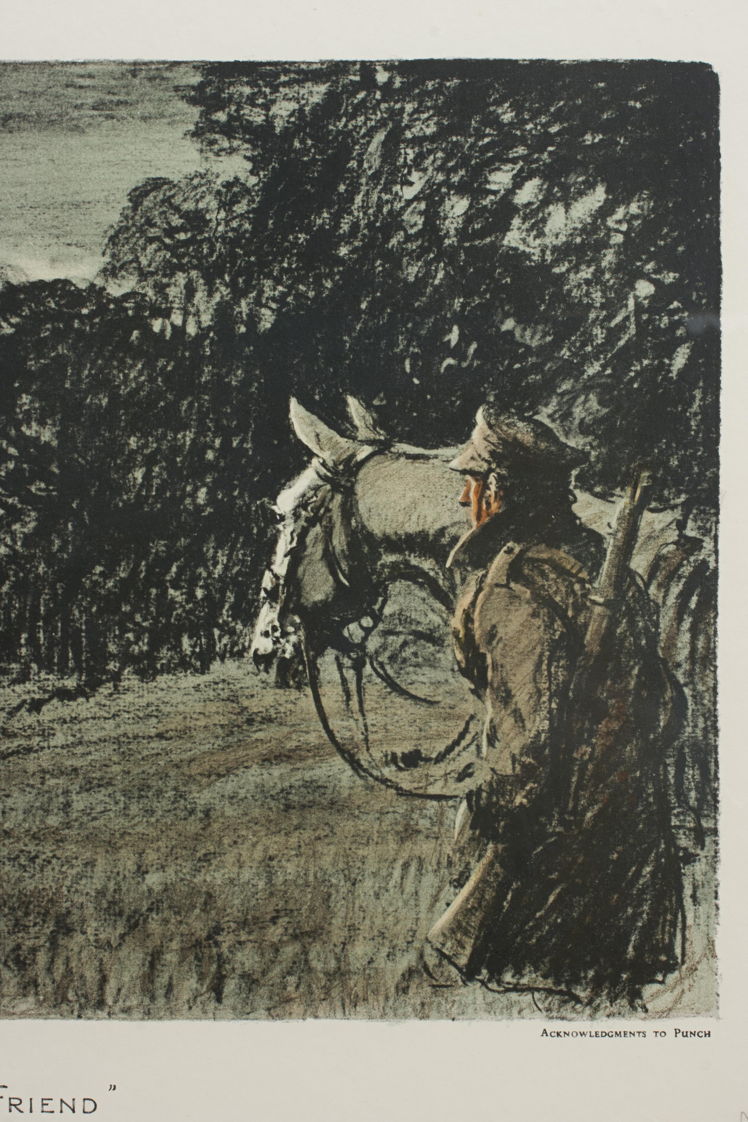 Signed Snaffles Fox Hunting/ WWII Military Print, Pass Friend 4