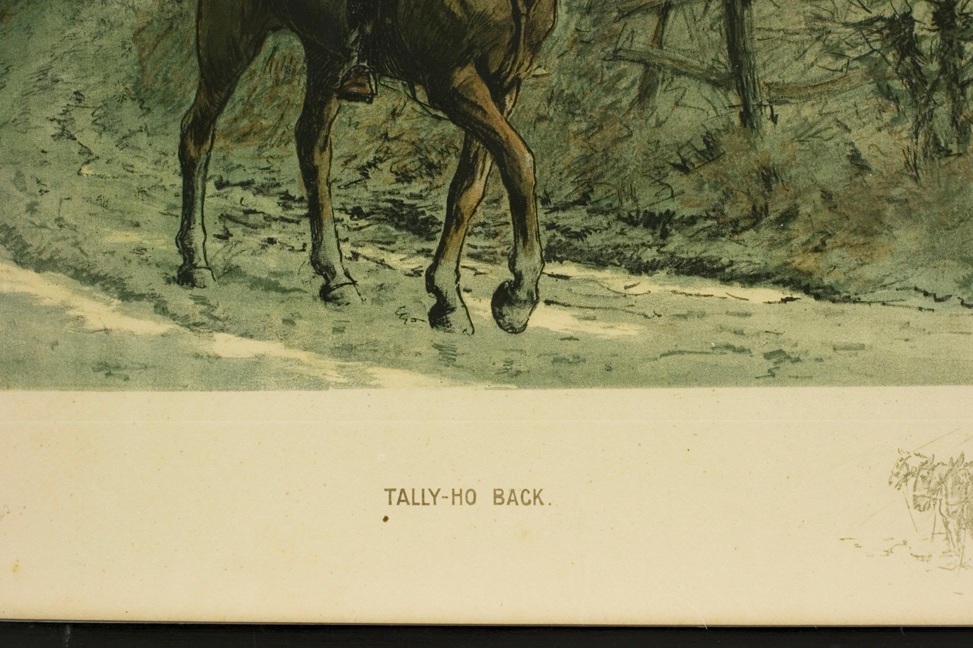 Sporting Art Signed Snaffles WW I Military Print, Fox Hunting Print, Tally-Ho Back