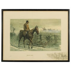 Antique Signed Snaffles WW I Military Print, Fox Hunting Print, Tally-Ho Back