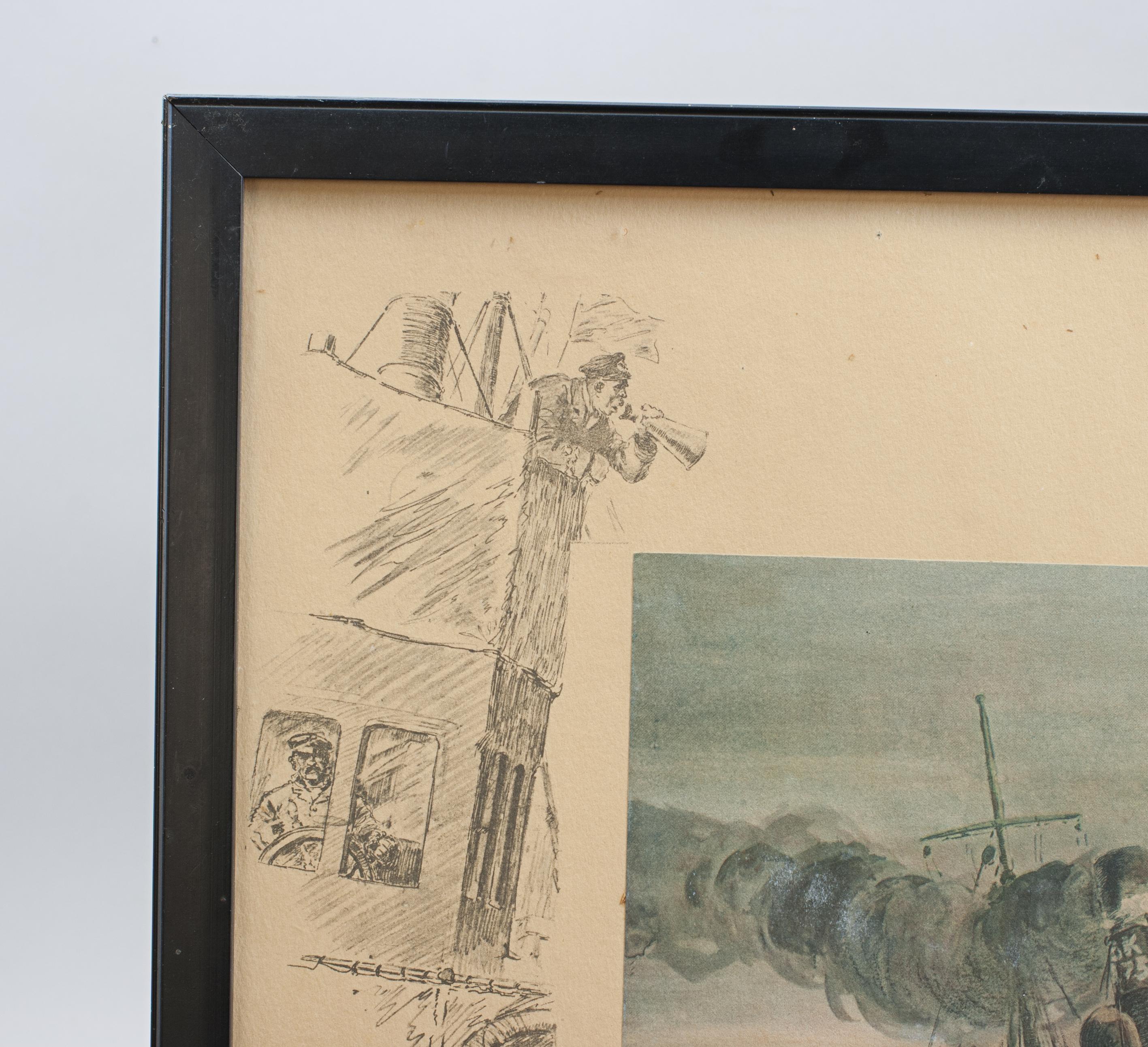 Britannico Stampa navale firmata Snaffles WW I. Signori senza paura. in vendita
