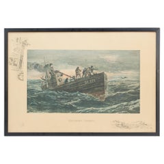 Antique Signed Snaffles WW I Naval Print. Gentlemen Unafraid.