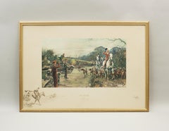 Signed Snaffles WW II Military Print, Fox Hunting Print, The Season, 1939-40