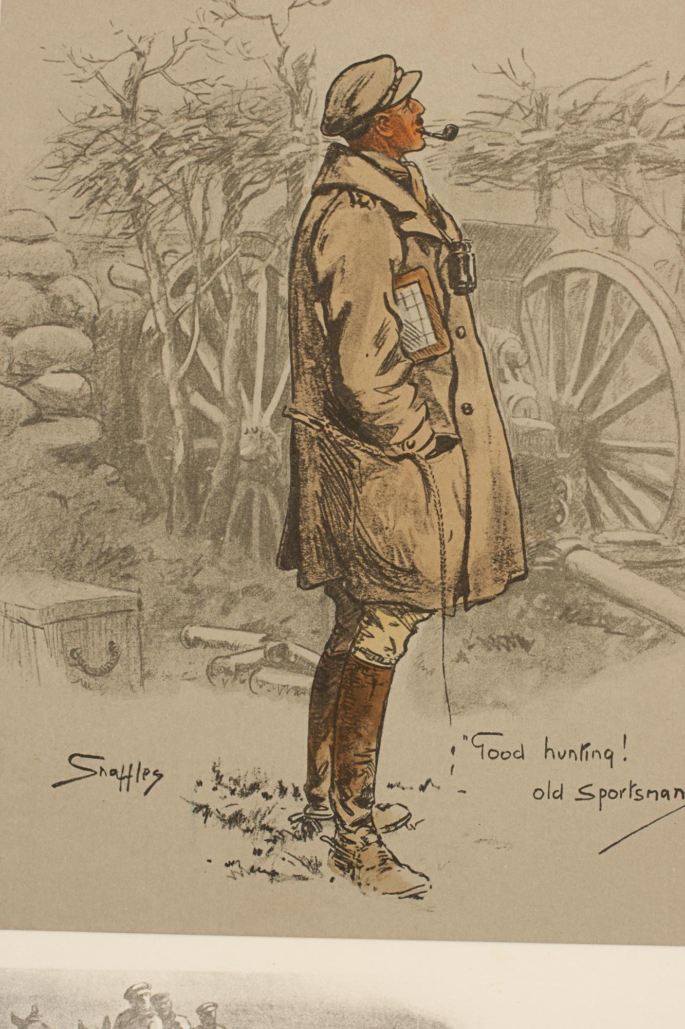 Signed Snaffles WWI Military Print, The Gunner In Good Condition For Sale In Oxfordshire, GB