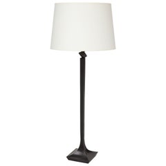 Signed Solid Bronze Table Lamp by R. Peduzzi, France, 1980's