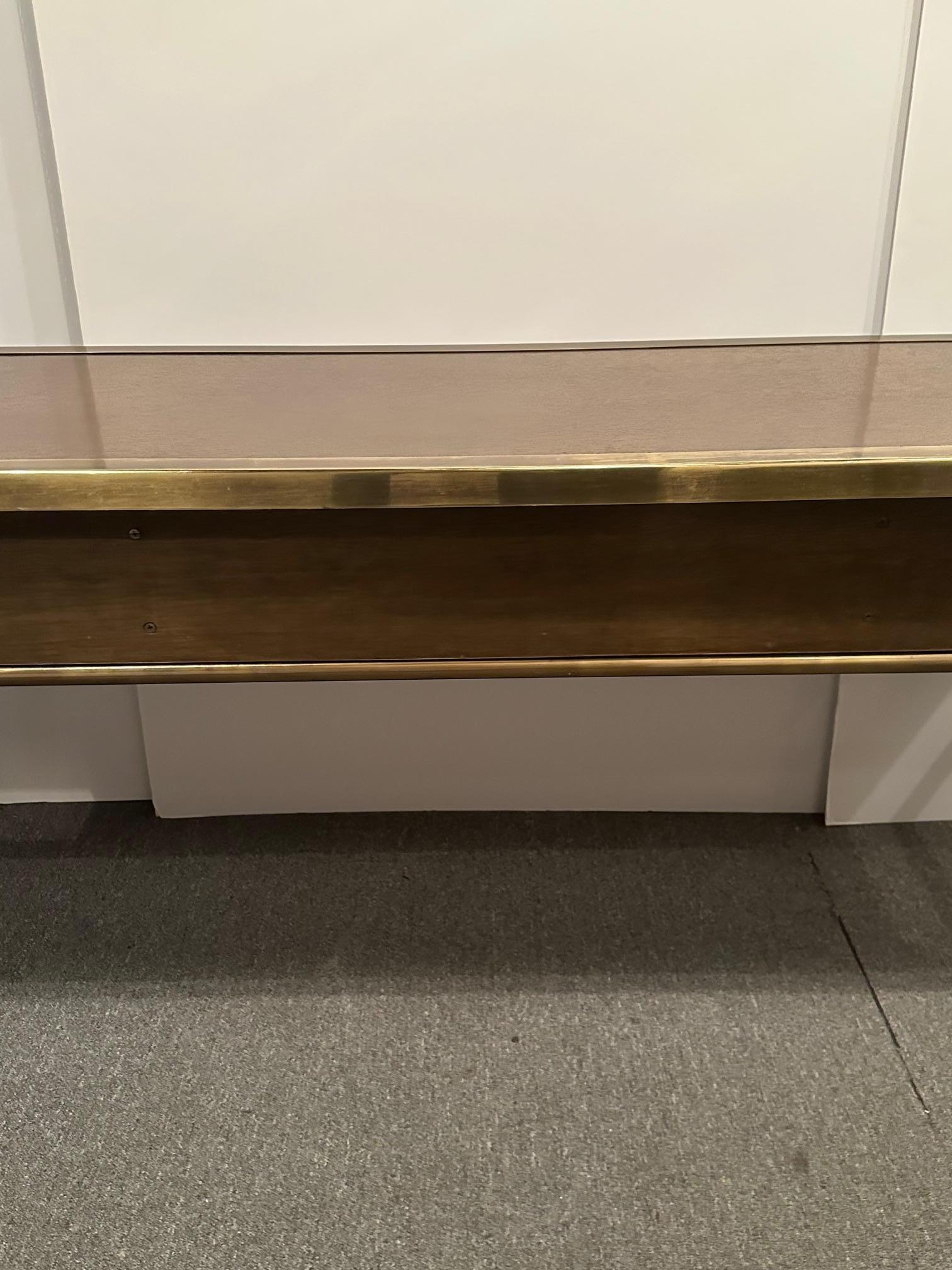 Signed Sophisticated Mastercraft Brass & Burl Carpathian Faux Bamboo Console 9