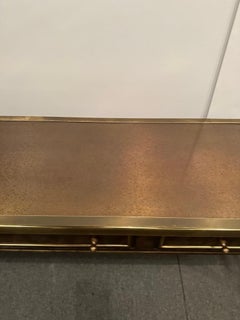 Signed Sophisticated Mastercraft Brass & Burl Carpathian Faux Bamboo Console