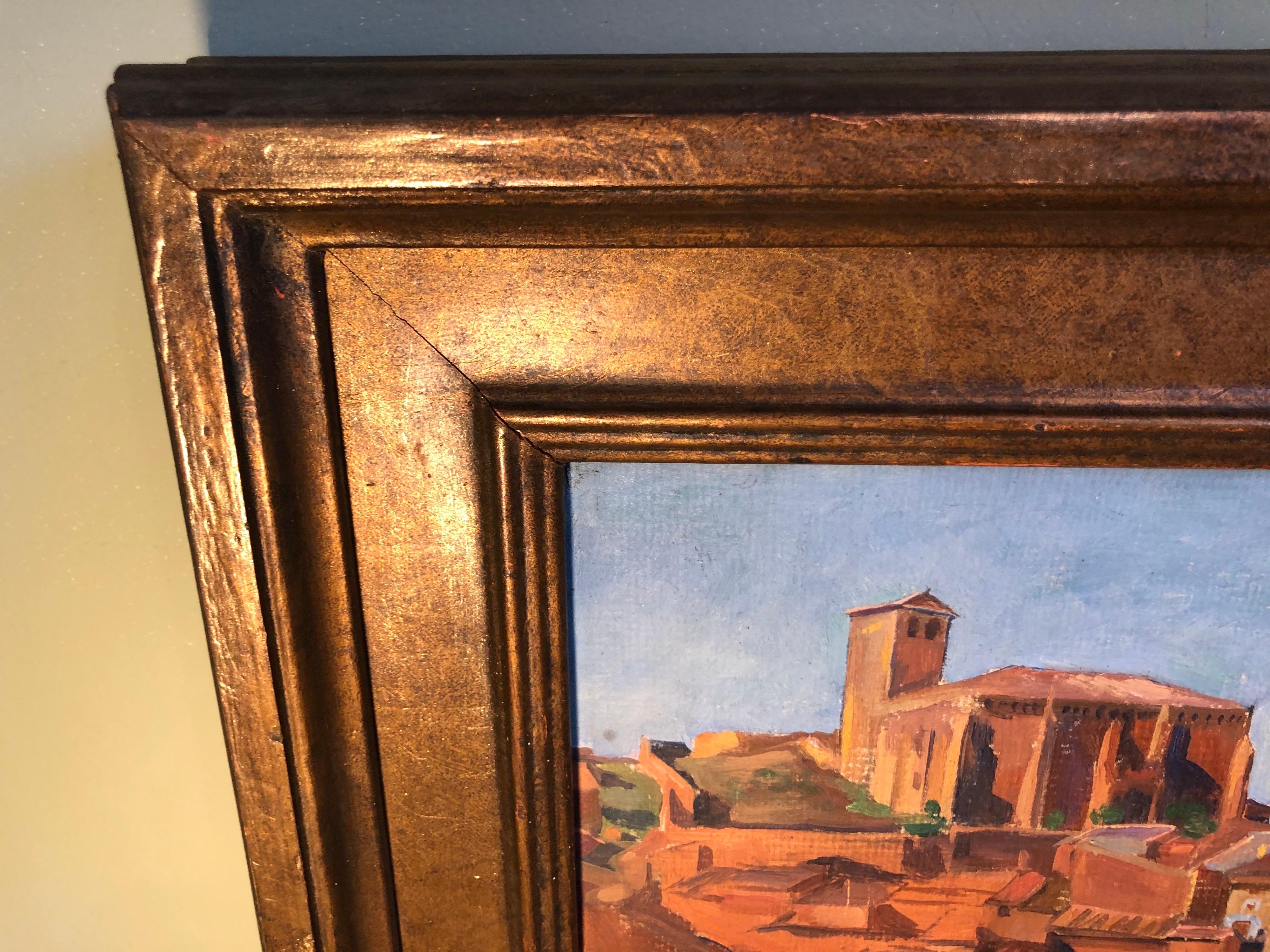 Signed painting on Board of the Aragon Region in Spain , 1931 For Sale 7