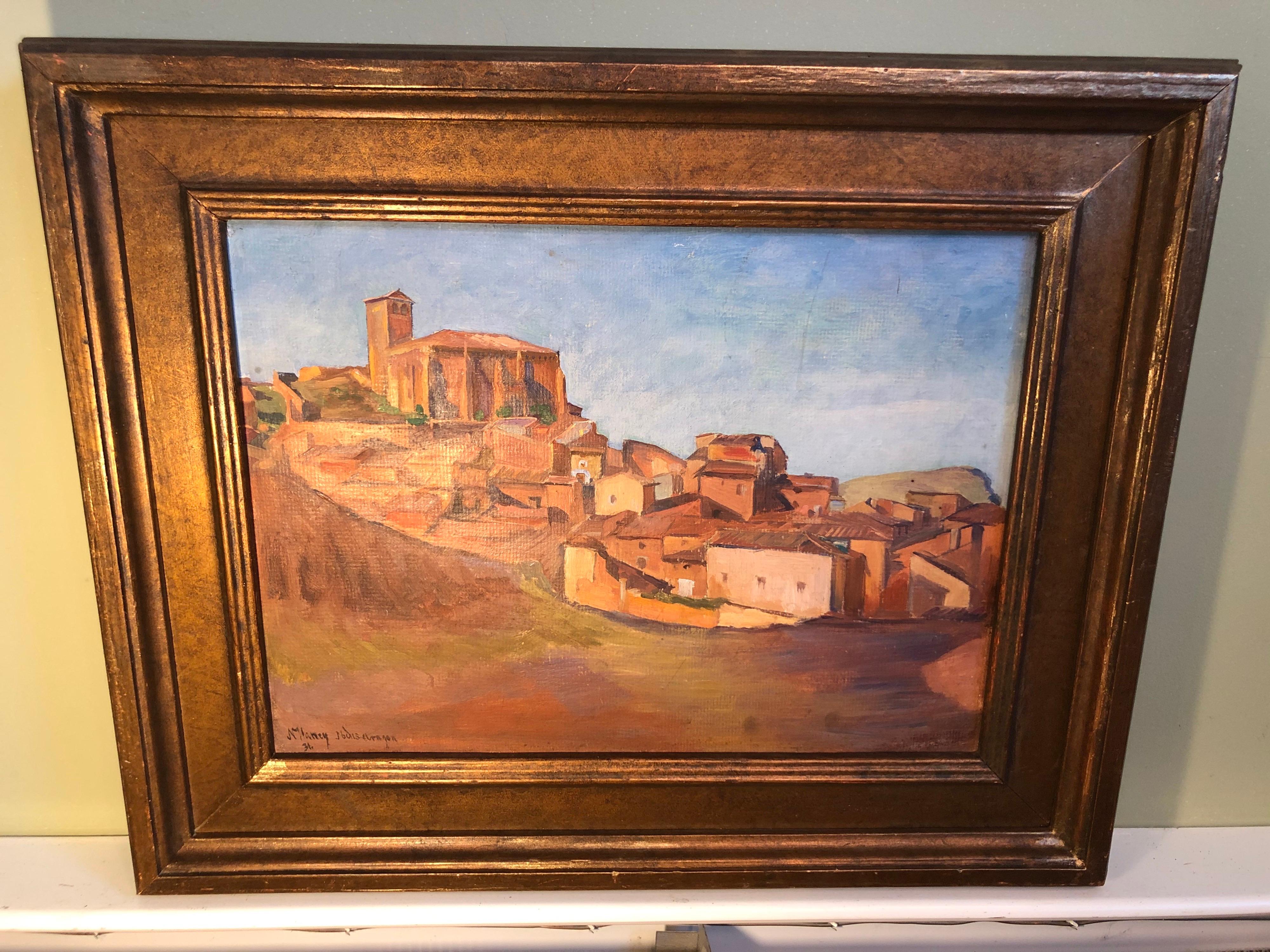 Signed painting on Board of the Aragon Region in Spain , 1931 For Sale 10