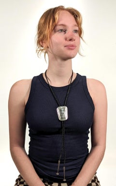 Signed Southwestern Silver & Leather Bolo Tie