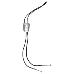 Bolo Tie en argent et cuir signé Southwestern