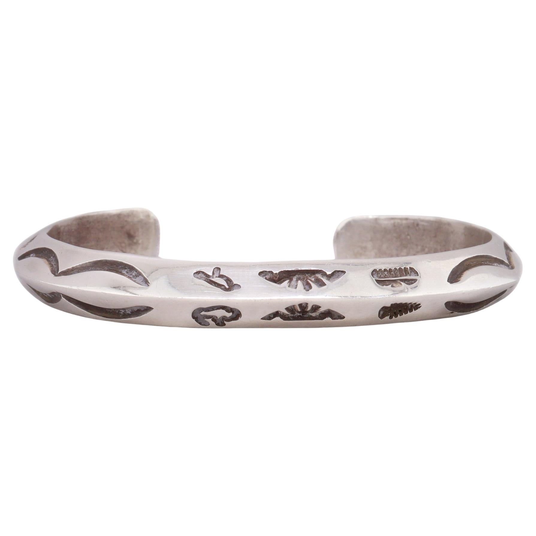 Signed Southwestern Sterling Silver Cuff Bracelet