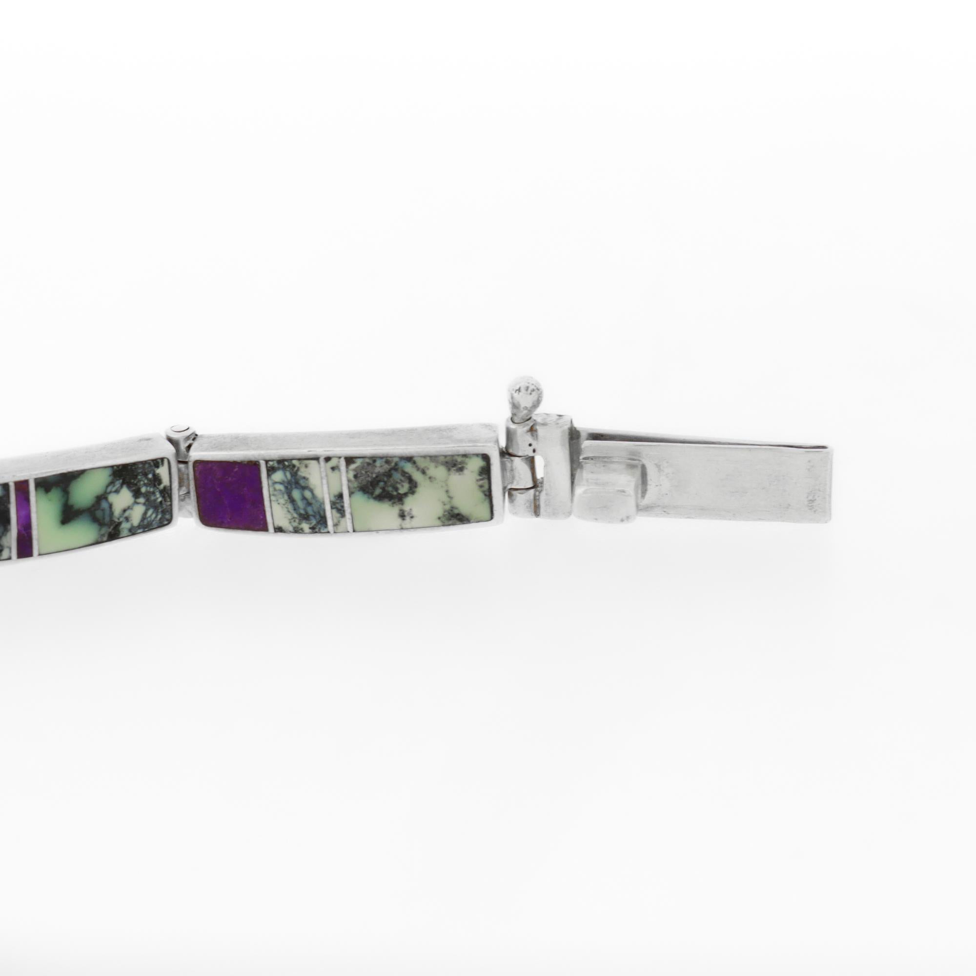 Firmado Southwestern Supersmith Inc. Plata de ley, incrustación de turquesa y sugilita en venta 6