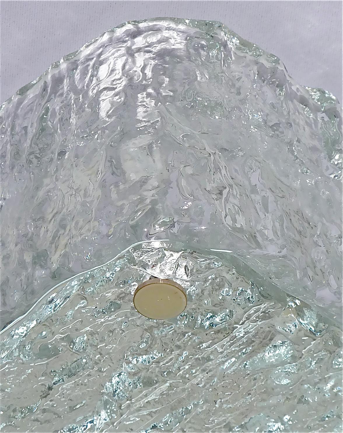 Große Wandleuchterlampe aus Murano-Eisglas, signiert, quadratisch, Kaiser, 1960er Jahre im Angebot 2