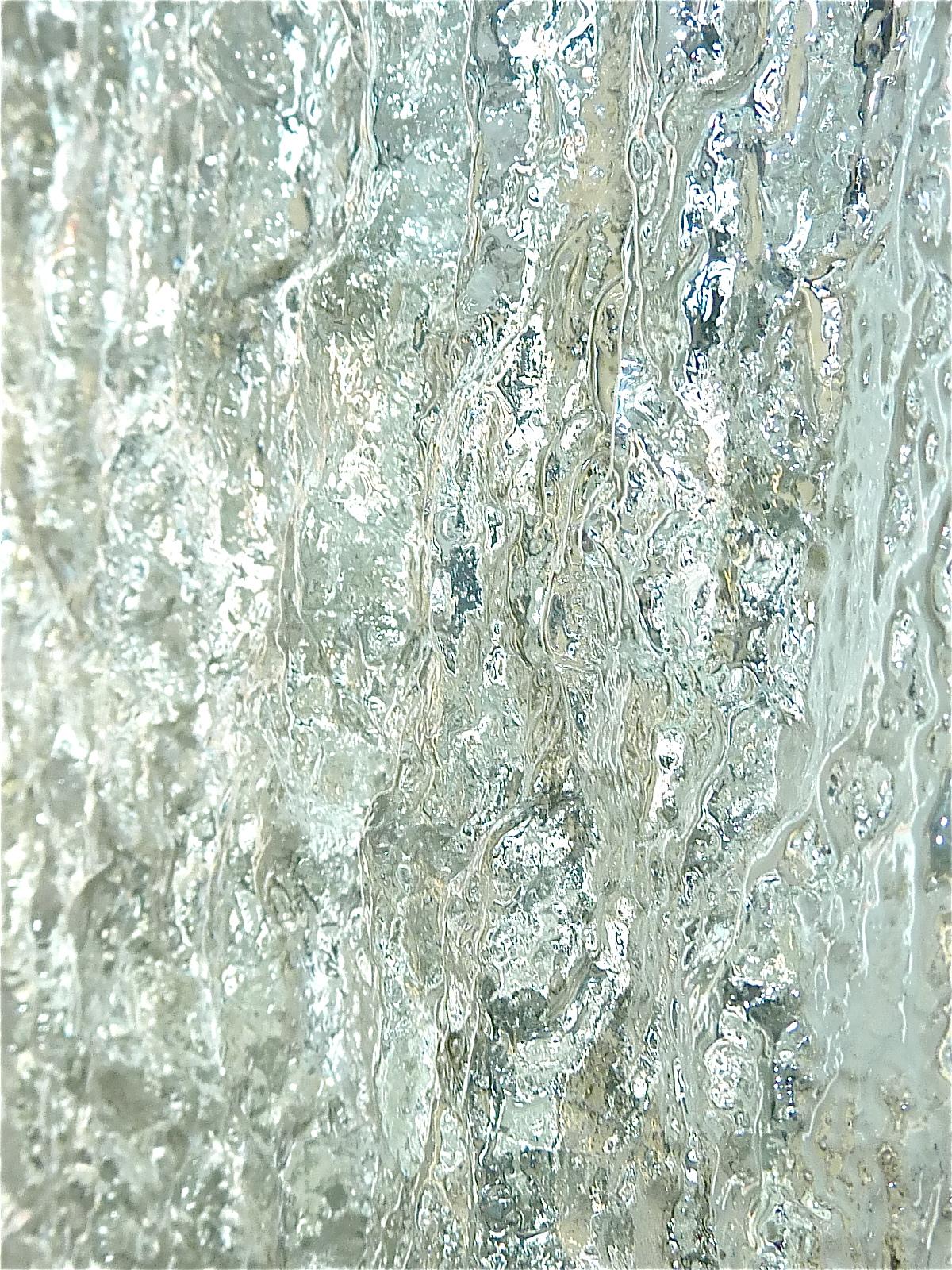 Große Wandleuchterlampe aus Murano-Eisglas, signiert, quadratisch, Kaiser, 1960er Jahre im Angebot 3