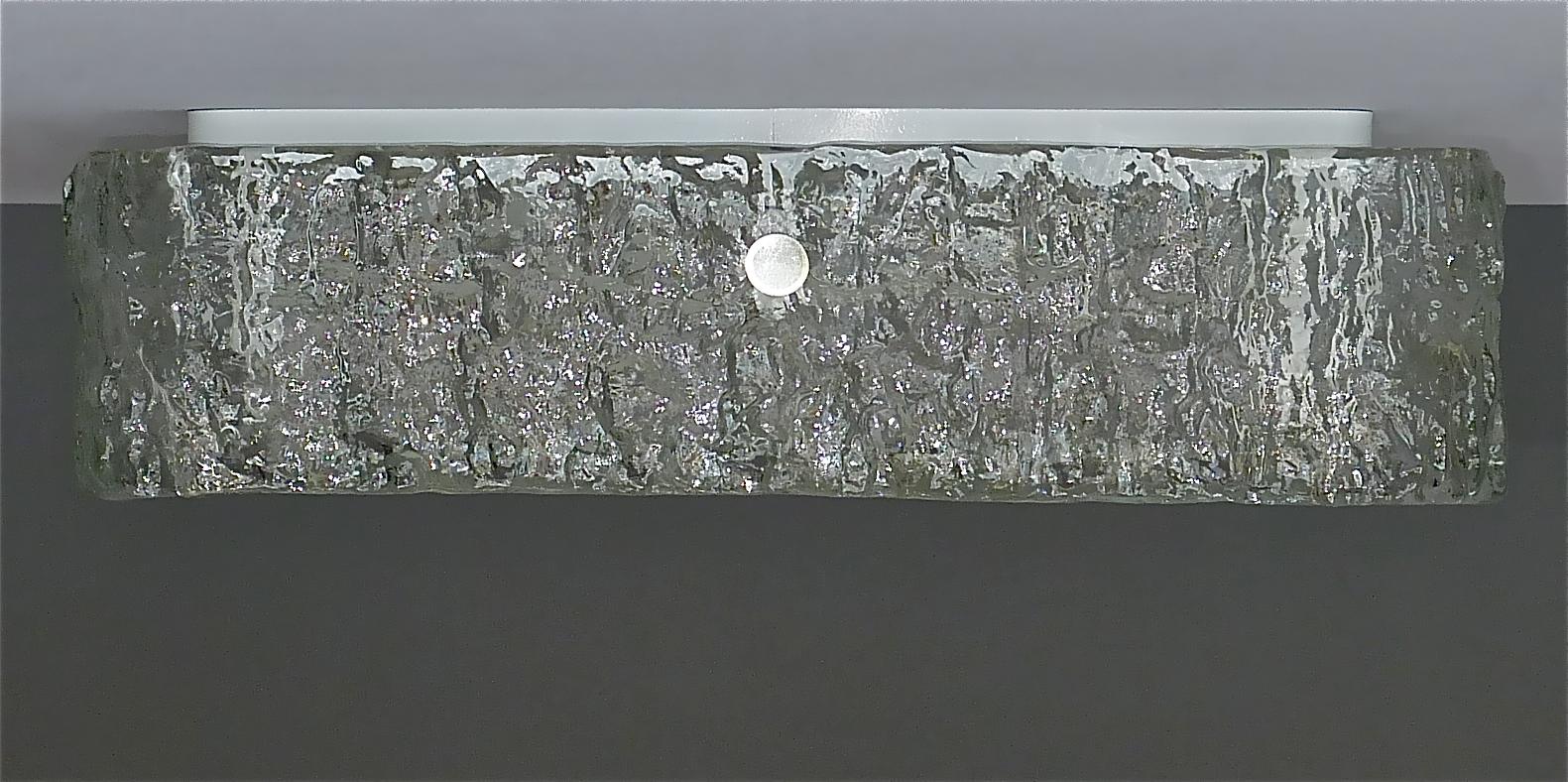 Große Wandleuchterlampe aus Murano-Eisglas, signiert, quadratisch, Kaiser, 1960er Jahre im Zustand „Gut“ im Angebot in Nierstein am Rhein, DE