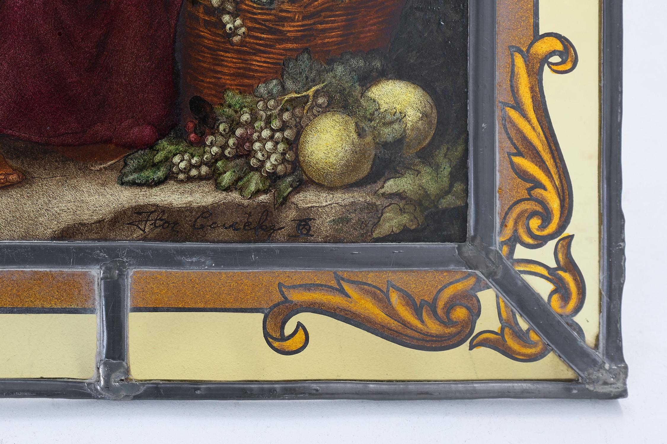 Signed Stained glass window based on artwork of Bartolomé Esteban Murillo For Sale 2