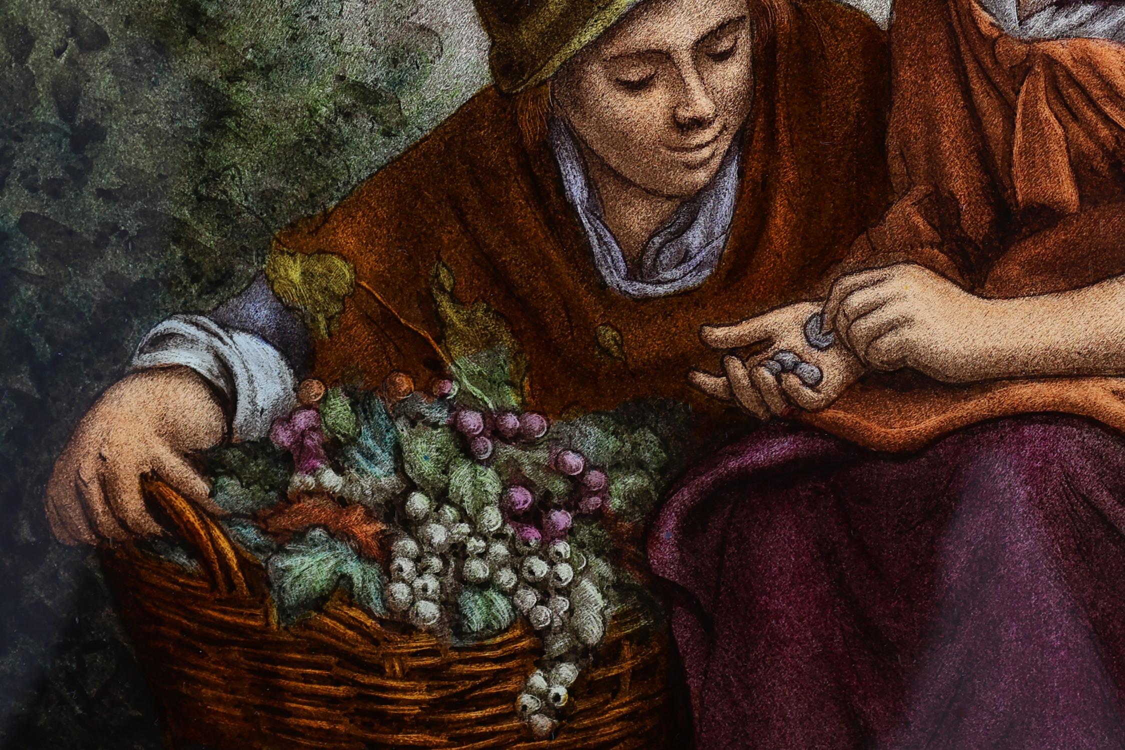 Glass Signed Stained glass window based on artwork of Bartolomé Esteban Murillo For Sale